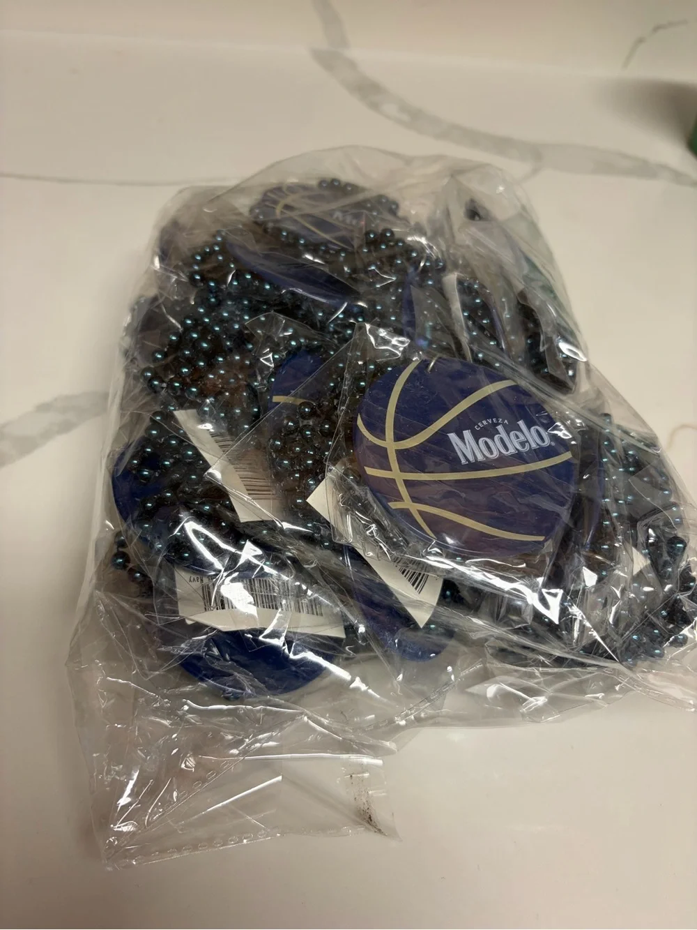 Modelo Blue Basketball Bead Necklace 25pcs